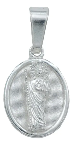 Dije Medalla San Judas Tadeo Plata 925 Miniatura Diamantada - Imagen 1