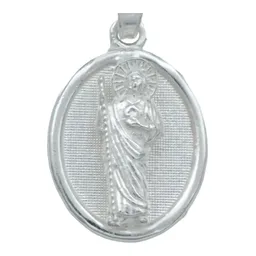 Dije Medalla San Judas Tadeo Plata 925 Miniatura Diamantada - Imagen 2