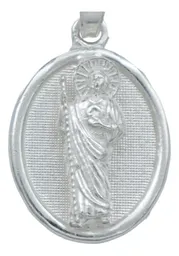 Dije Medalla San Judas Tadeo Plata 925 Miniatura Diamantada - Imagen 2