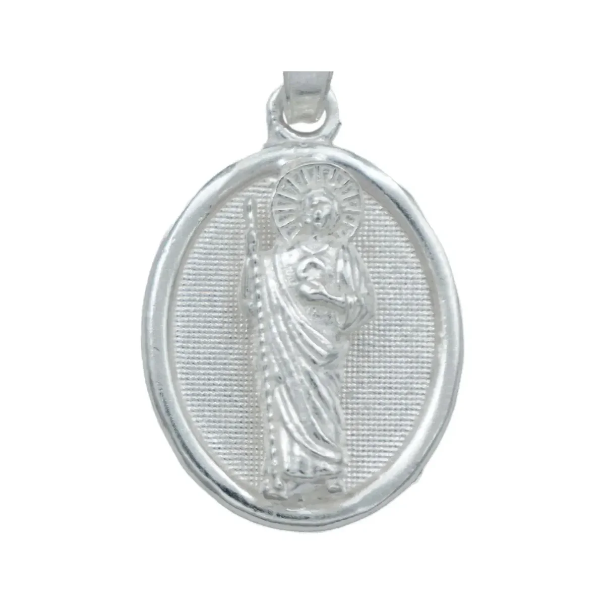 Dije Medalla San Judas Tadeo Plata 925 Miniatura Diamantada - Imagen 2