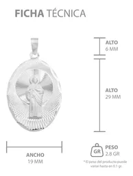 Dije Medalla San Judas Tadeo Plata 925 Ovalada Diamantada Modelo 2201 - Imagen 7
