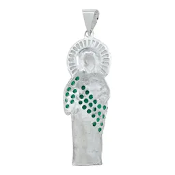 Dije Medalla San Judas Tadeo Plata 925 Zirconia Baguette Verde - Imagen 3