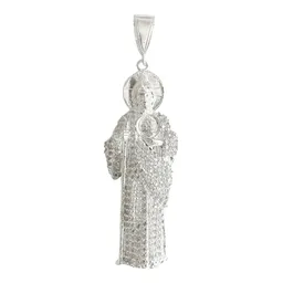 Dije Medalla San Judas Tadeo Plata 925 Zirconia Blanca - Imagen 1