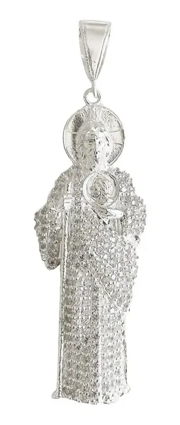 Dije Medalla San Judas Tadeo Plata 925 Zirconia Blanca - Imagen 1