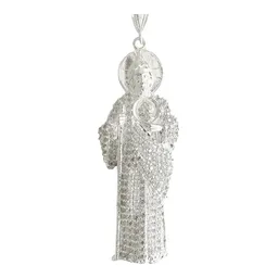 Dije Medalla San Judas Tadeo Plata 925 Zirconia Blanca - Imagen 2