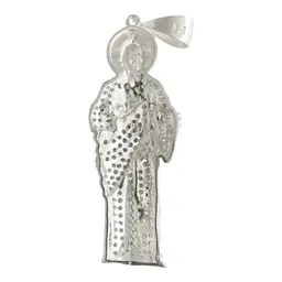 Dije Medalla San Judas Tadeo Plata 925 Zirconia Blanca - Imagen 3