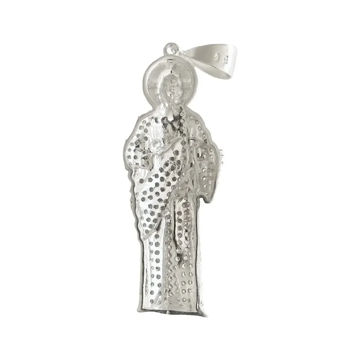Dije Medalla San Judas Tadeo Plata 925 Zirconia Blanca - Imagen 3