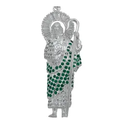 Dije Medalla San Judas Tadeo Plata 925 Zirconia Verde Perico - Imagen 2
