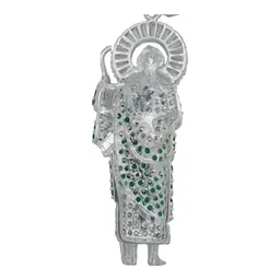 Dije Medalla San Judas Tadeo Plata 925 Zirconia Verde Perico - Imagen 4