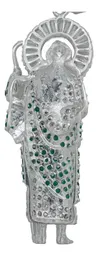 Dije Medalla San Judas Tadeo Plata 925 Zirconia Verde Perico - Imagen 4