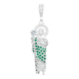 Dije Medalla San Judas Tadeo Plata 925 Zirconias Verdes con Relieve 3D - Imagen 1