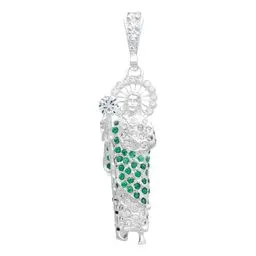 Dije Medalla San Judas Tadeo Plata 925 Zirconias Verdes con Relieve 3D - Imagen 1