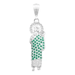 Dije Medalla San Judas Tadeo Plata 925 Zirconias Verdes con Relieve 3D - Imagen 2