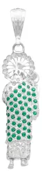 Dije Medalla San Judas Tadeo Plata 925 Zirconias Verdes con Relieve 3D - Imagen 2