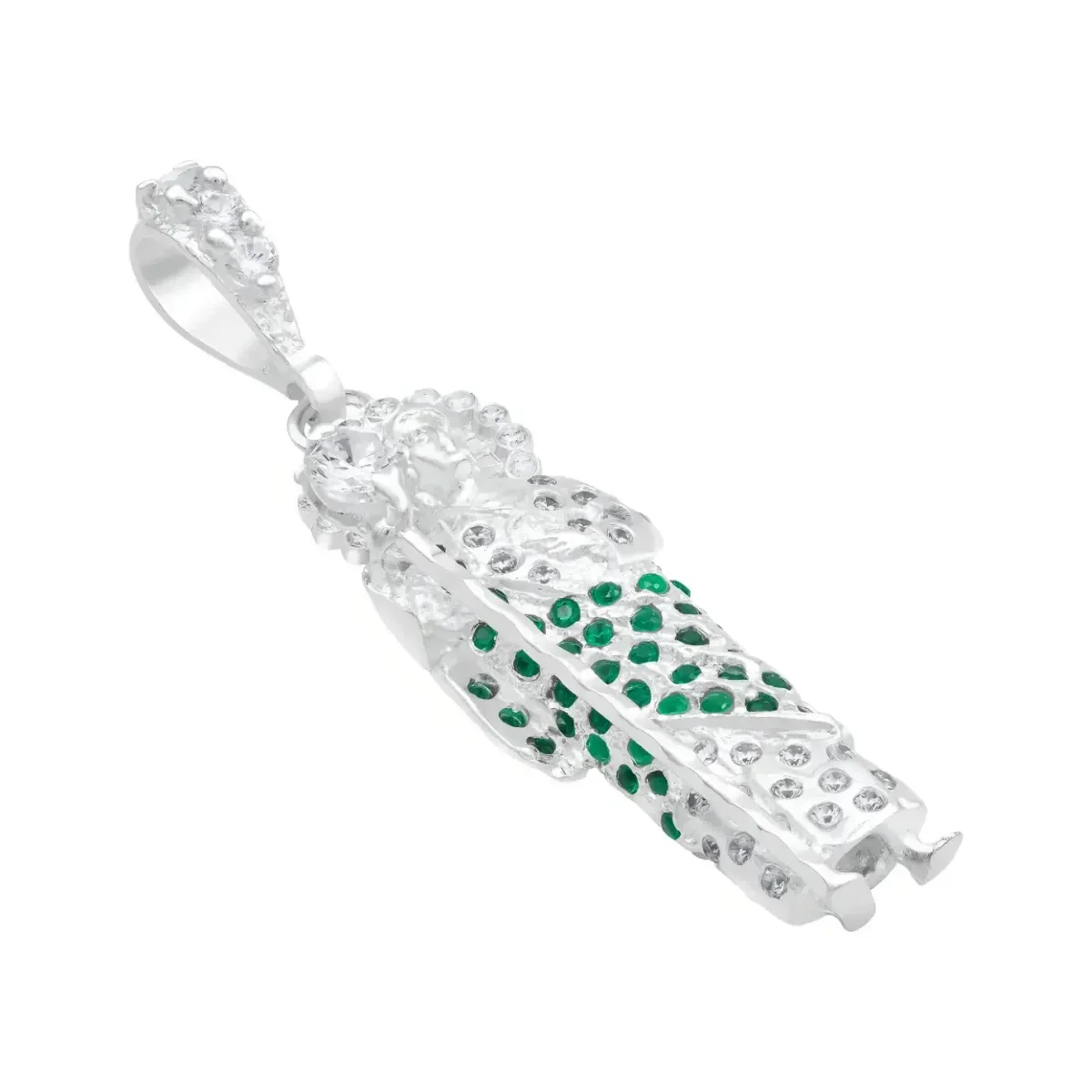 Dije Medalla San Judas Tadeo Plata 925 Zirconias Verdes con Relieve 3D - Imagen 3