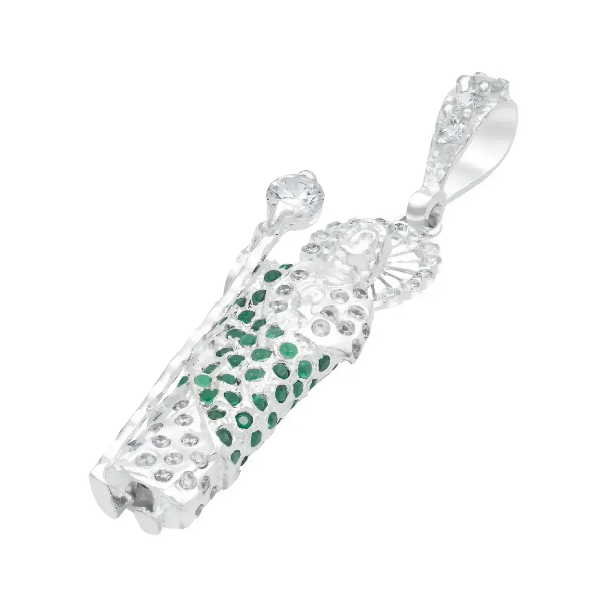 Dije Medalla San Judas Tadeo Plata 925 Zirconias Verdes con Relieve 3D - Imagen 4