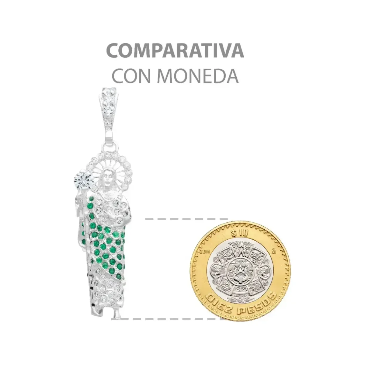 Dije Medalla San Judas Tadeo Plata 925 Zirconias Verdes con Relieve 3D - Imagen 8