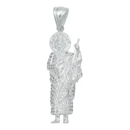 Dije Medalla San Judas Tadeo Plata Ley .925 con Zirconia Blanca - Imagen 1
