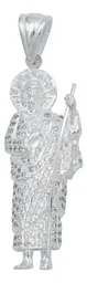 Dije Medalla San Judas Tadeo Plata Ley .925 con Zirconia Blanca - Imagen 1