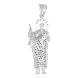 Dije Medalla San Judas Tadeo Plata Ley .925 con Zirconia Blanca - Imagen 4