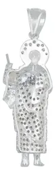 Dije Medalla San Judas Tadeo Plata Ley .925 con Zirconia Blanca - Imagen 4