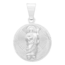 Dije Medalla San Judas Tadeo Plata Ley 925 Diamantada Hombre - Imagen 1