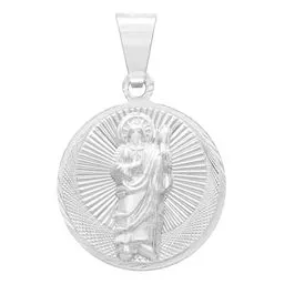 Dije Medalla San Judas Tadeo Plata Ley 925 Diamantada Hombre - Imagen 1