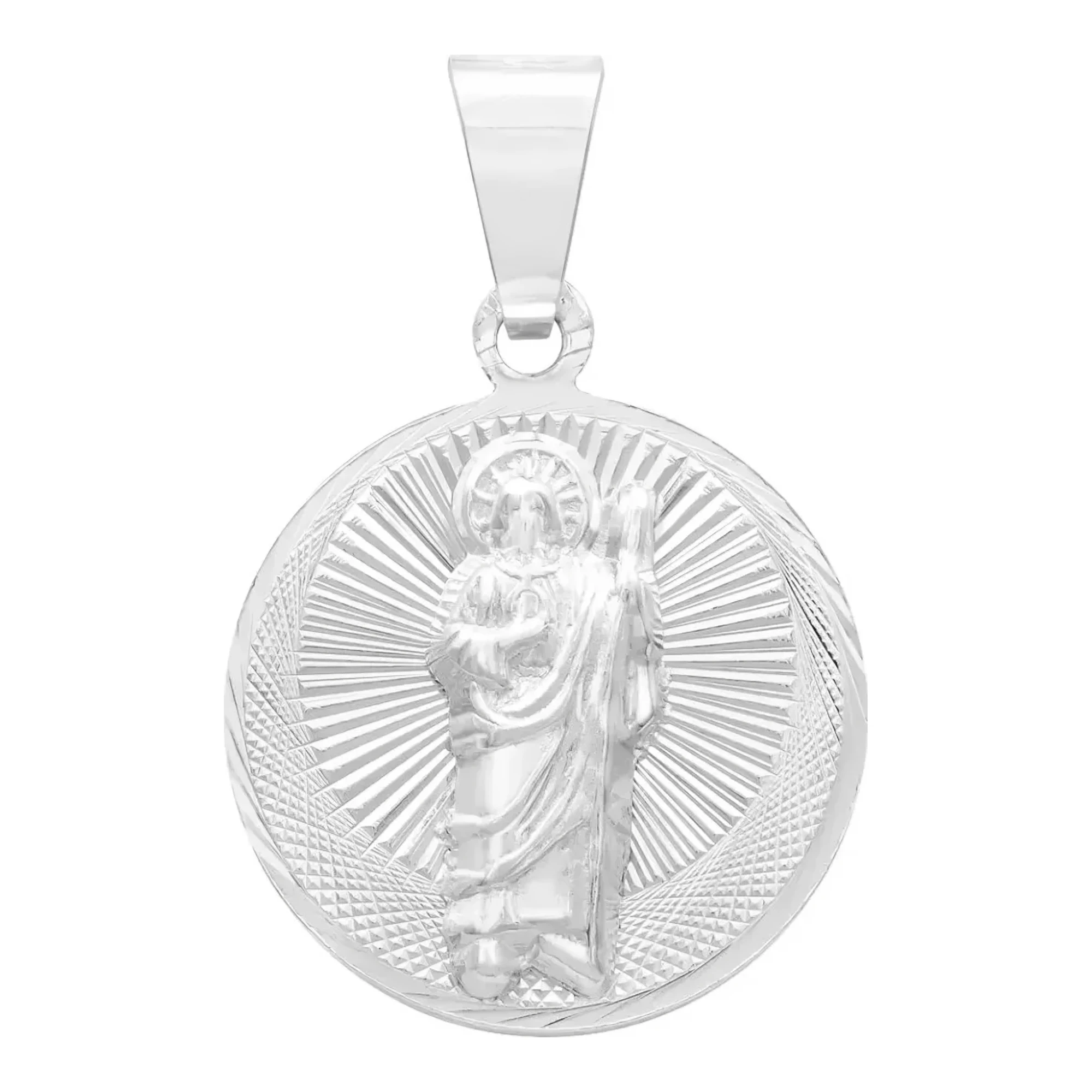 Dije Medalla San Judas Tadeo Plata Ley 925 Diamantada para hombre - Joyaris joyería fina mexicana
