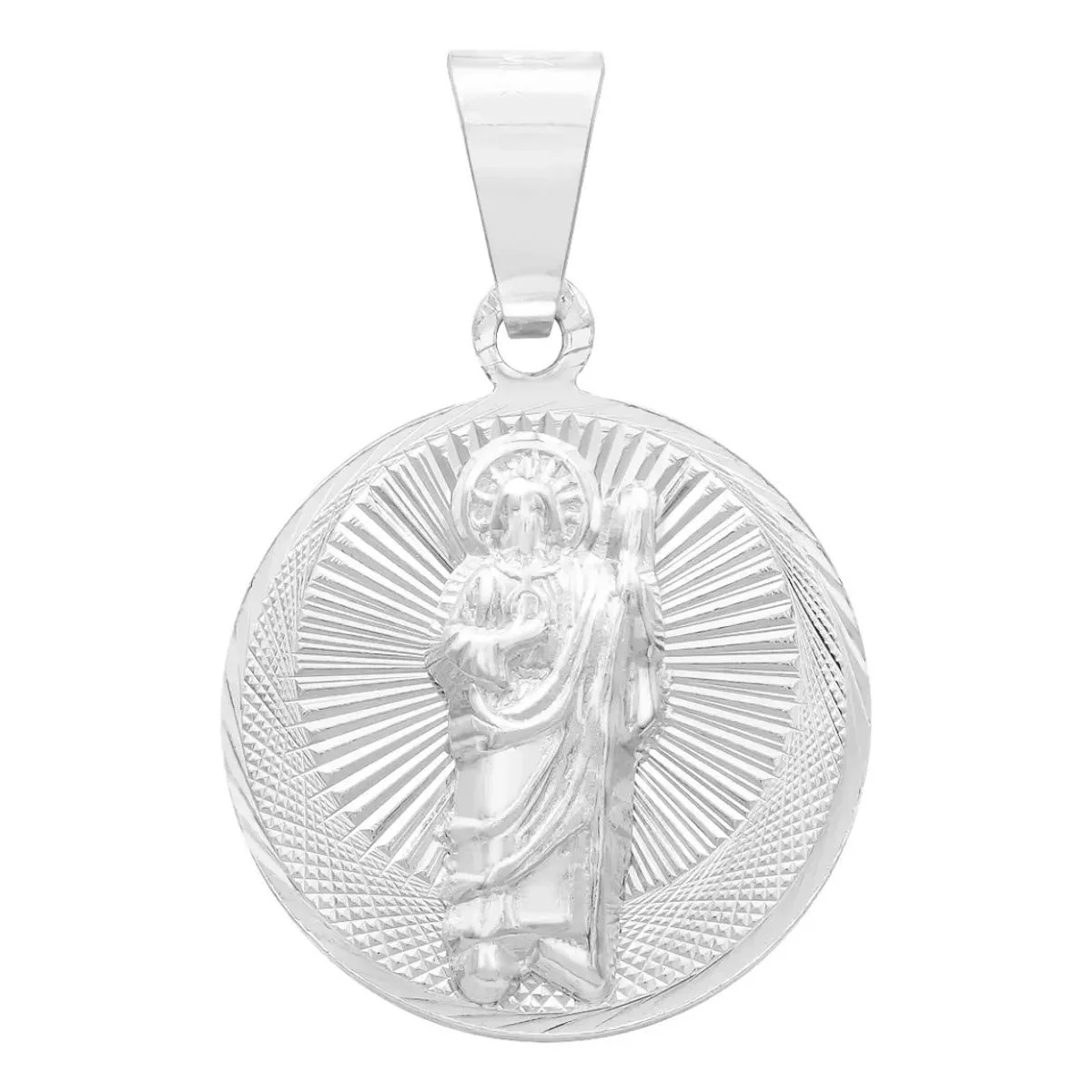 Dije Medalla San Judas Tadeo Plata Ley 925 Diamantada para hombre - Joyaris joyería fina mexicana
