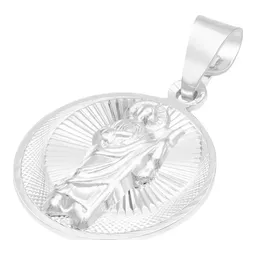 Dije Medalla San Judas Tadeo Plata Ley 925 Diamantada Hombre - Imagen 3