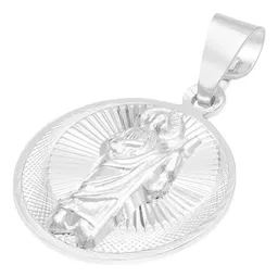 Dije Medalla San Judas Tadeo Plata Ley 925 Diamantada Hombre - Imagen 3