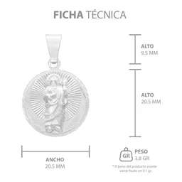 Dije Medalla San Judas Tadeo Plata Ley 925 Diamantada Hombre - Imagen 6