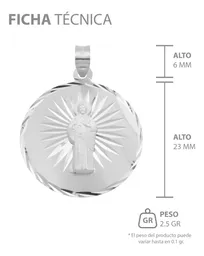 Dije Medalla San Judas Tadeo Plata Ley 925 Diamantado con Estrella - Imagen 6