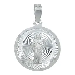 Dije Medalla San Judas Tadeo Plata Ley 925 Diseño Diamantado - Imagen 1