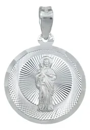 Dije Medalla San Judas Tadeo Plata Ley 925 Diseño Diamantado - Imagen 1