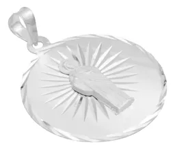 Dije Medalla San Judas Tadeo Plata Ley .925 Diseño Estrella Diamantada - Imagen 2