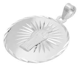 Dije Medalla San Judas Tadeo Plata Ley .925 Diseño Estrella Diamantada - Imagen 3