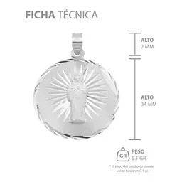Dije Medalla San Judas Tadeo Plata Ley .925 Diseño Estrella Diamantada - Imagen 6