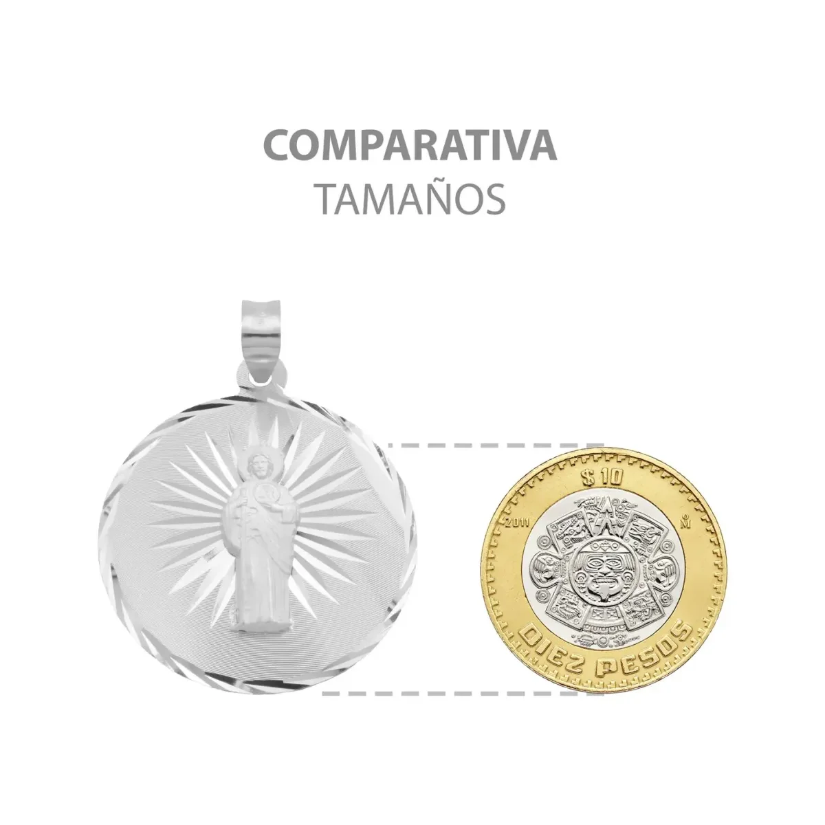 Dije Medalla San Judas Tadeo Plata Ley .925 Diseño Estrella Diamantada - Imagen 7