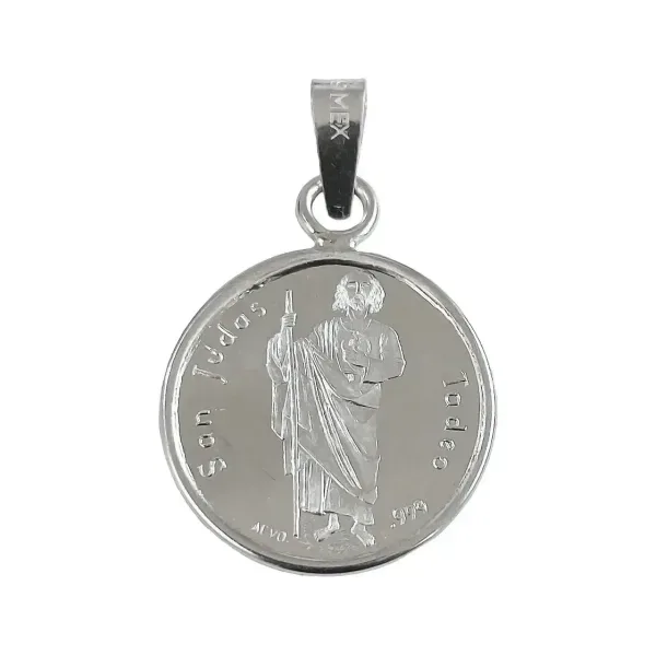 Dije Medalla San Judas Tadeo Plata Ley .925 Religioso - Imagen 1