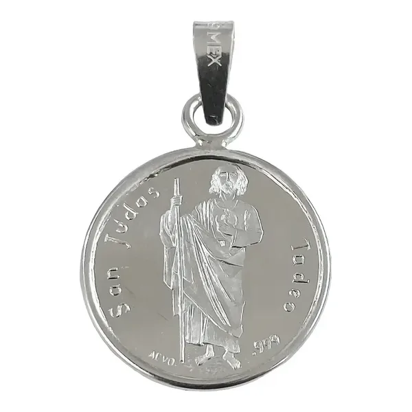 Dije Medalla San Judas Tadeo Plata Ley .925 Religioso - Imagen 1