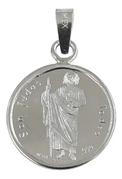 Dije Medalla San Judas Tadeo Plata Ley .925 Religioso - Imagen 1