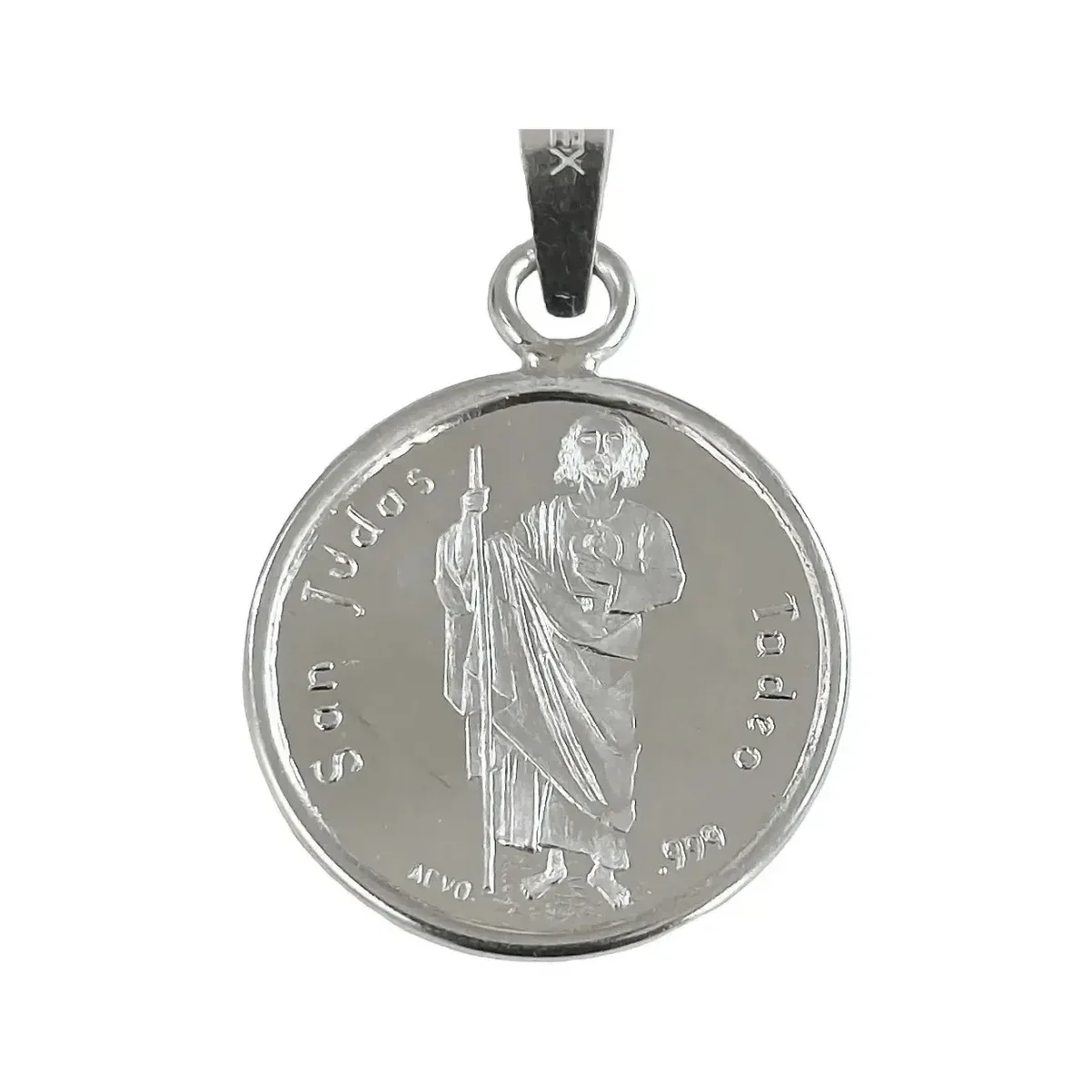 Dije Medalla San Judas Tadeo Plata Ley .999 Religioso - Imagen 2