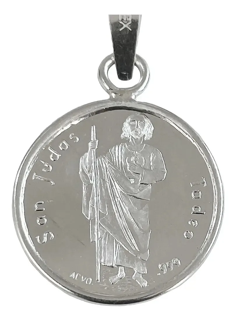 Dije Medalla San Judas Tadeo Plata Ley .925 Religioso - Imagen 1
