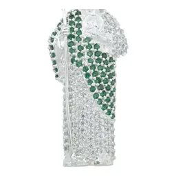 Dije Medalla San Judas Tadeo Plata Ley .925 Zirconia Verde Grande - Imagen 3