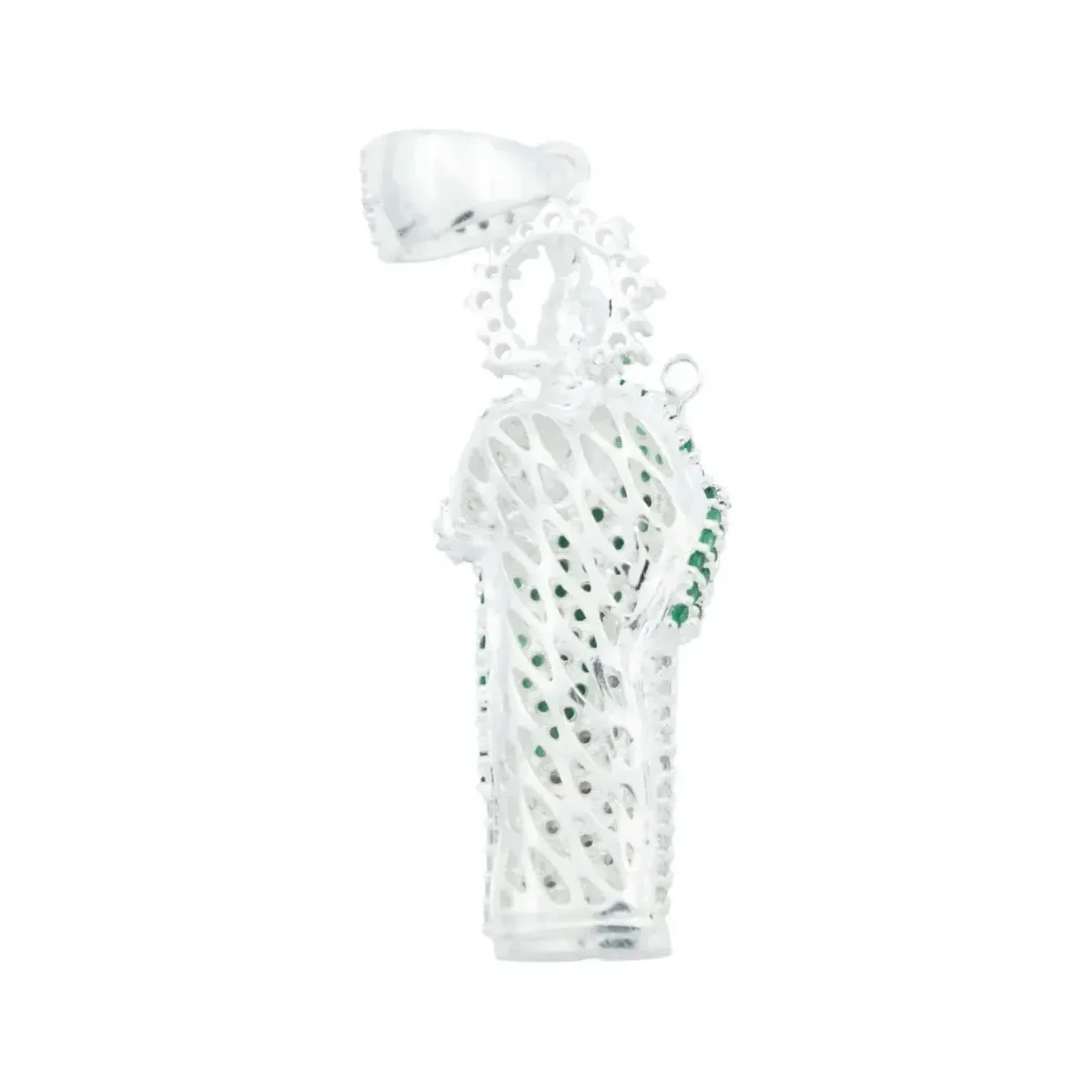 Dije Medalla San Judas Tadeo Plata Ley .925 Zirconia Verde Grande - Imagen 4