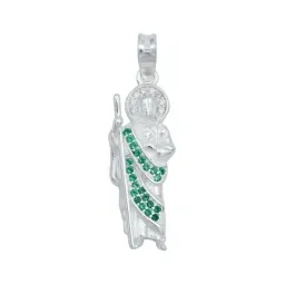 Dije Medalla San Judas Tadeo Plata Ley .925 Zirconia Verde - Imagen 1