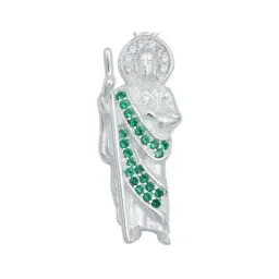Dije Medalla San Judas Tadeo Plata Ley .925 Zirconia Verde - Imagen 2