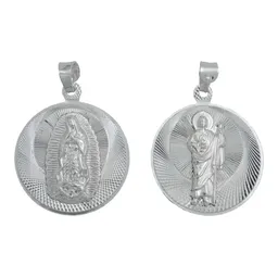 Dije Medalla San Judas Tadeo Virgen Guadalupe Plata 925 Doble Vista - Imagen 1