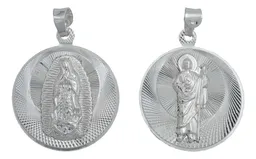 Dije Medalla San Judas Tadeo Virgen Guadalupe Plata 925 Doble Vista - Imagen 1